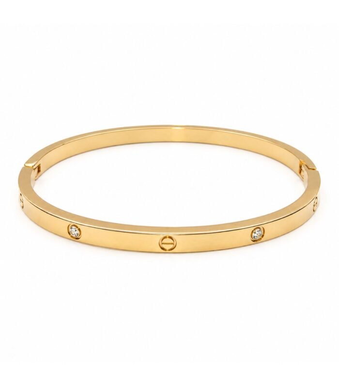 Elegant Crystal Screw-Style Gold Bangle