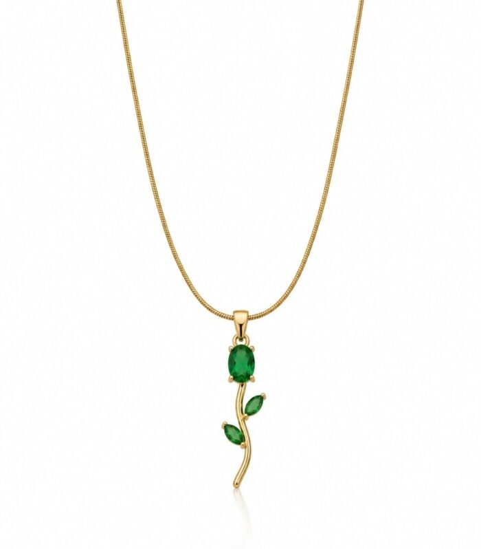 Emerald Green Leaf Pendant Necklace