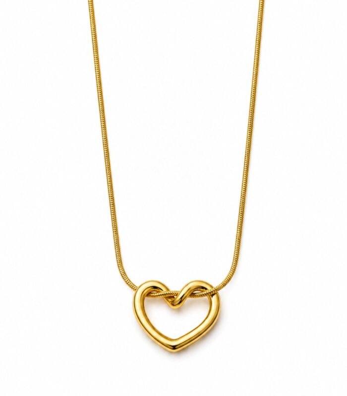 Elegant Gold Open Heart Pendant Necklace for Women