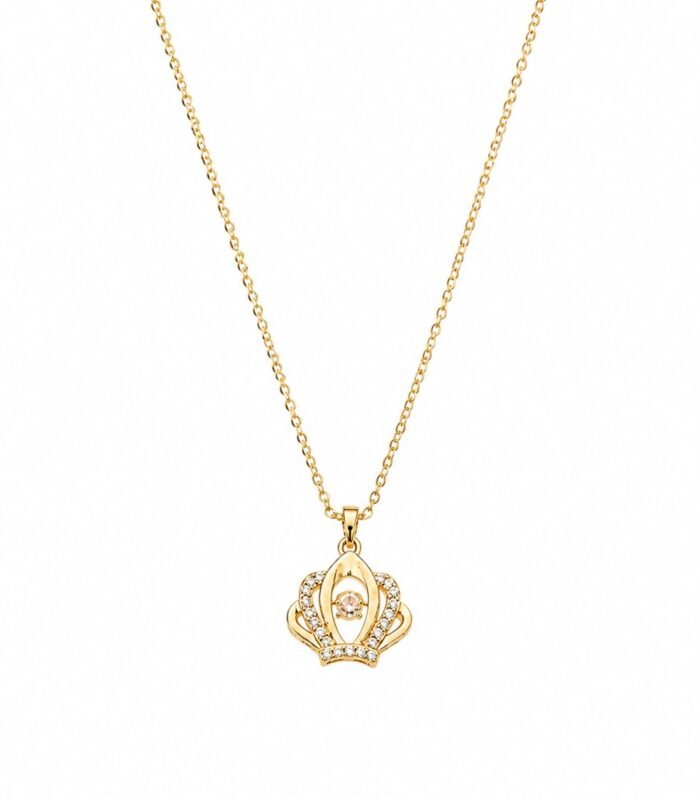 Golden Crown Crystal Pendant Necklace
