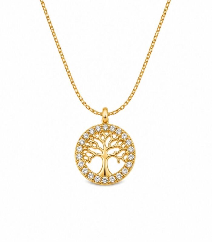 Golden Tree of Life Crystal Necklace