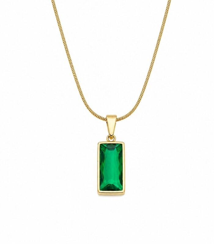 Emerald Green Luxe Rectangle Pendant Necklace